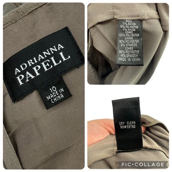 Adrianna Papell Tiered Sheath Dress Size 10 Metallic Shutter Pleat Gray FLAWS - Picture 9 of 10